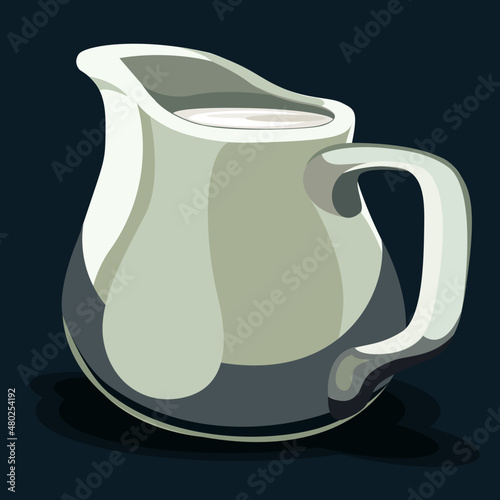 Ceramic white milk pitcher. Coffee creamer