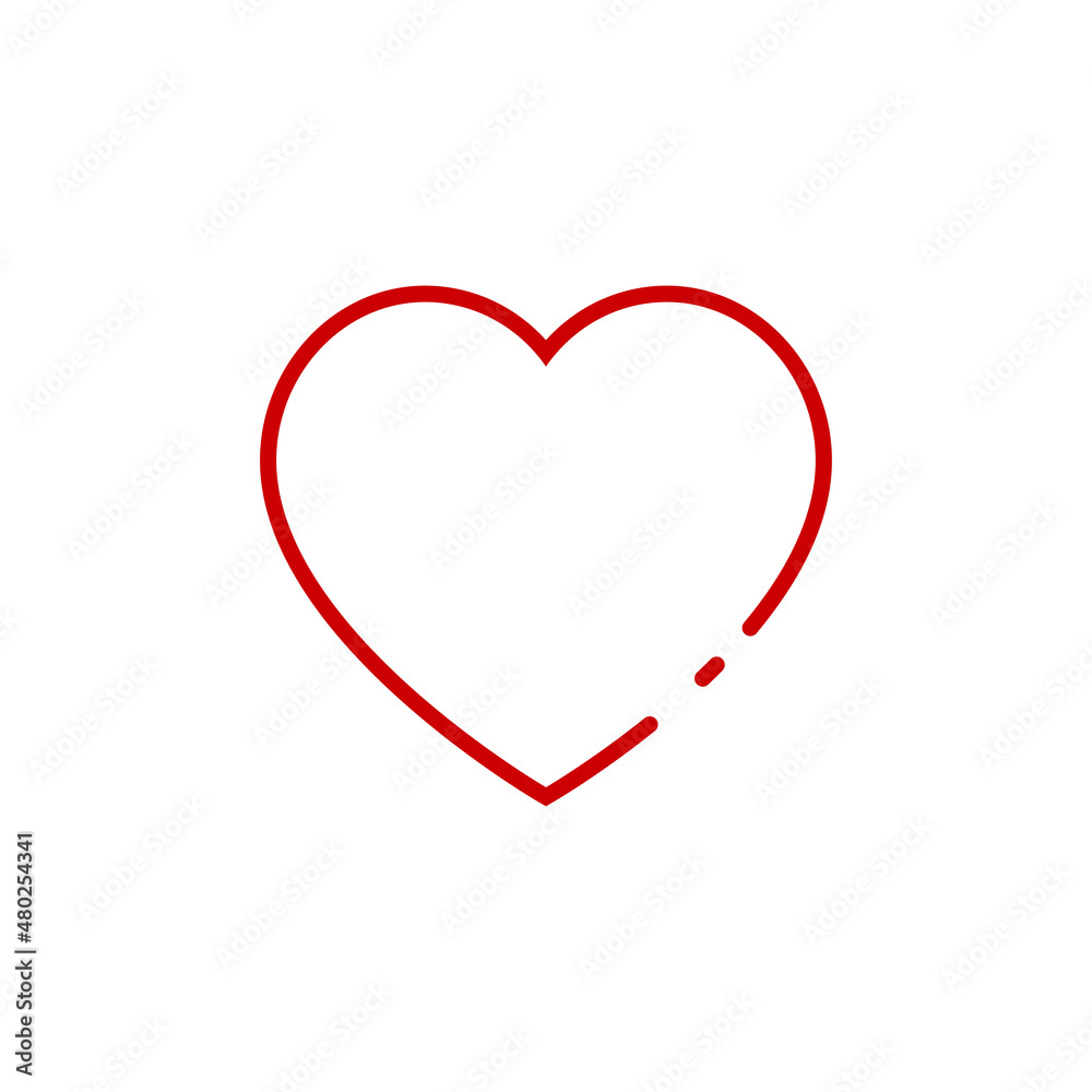 Heart. Icon outline. Love symbol. Vector outline illustration.