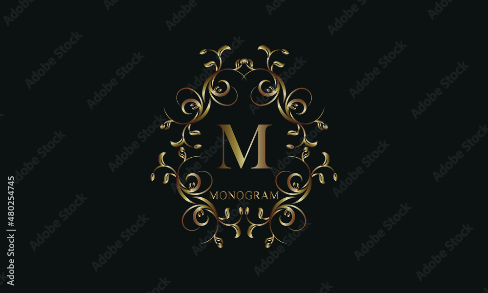 Vintage exquisite monogram with the letter M. The logo can be used to decorate a restaurant, boutique, emblem, jewelry, business.
