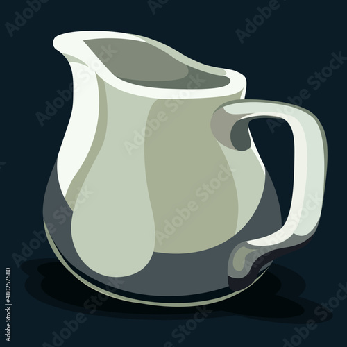 Ceramic white milk pitcher. Coffee creamer