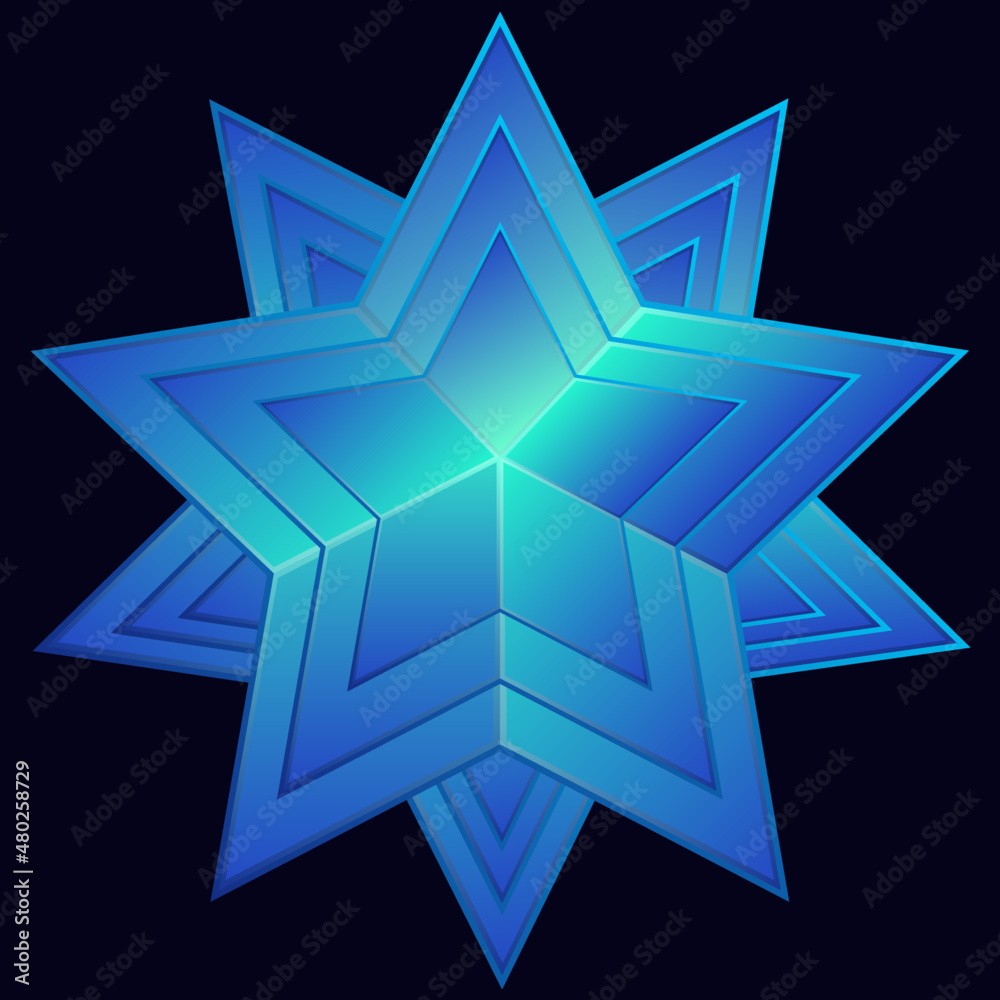 Obraz premium Blue Star. Stylized geometric star. Gradient