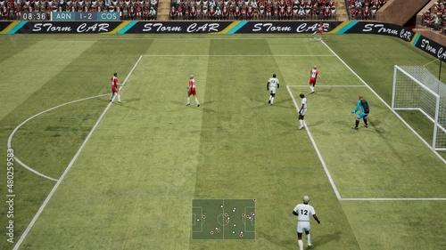 Soccer Gameplay. Animated Fake 3d Video Game. photo