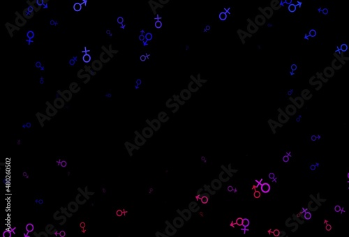 Dark pink, blue vector pattern with gender elements.