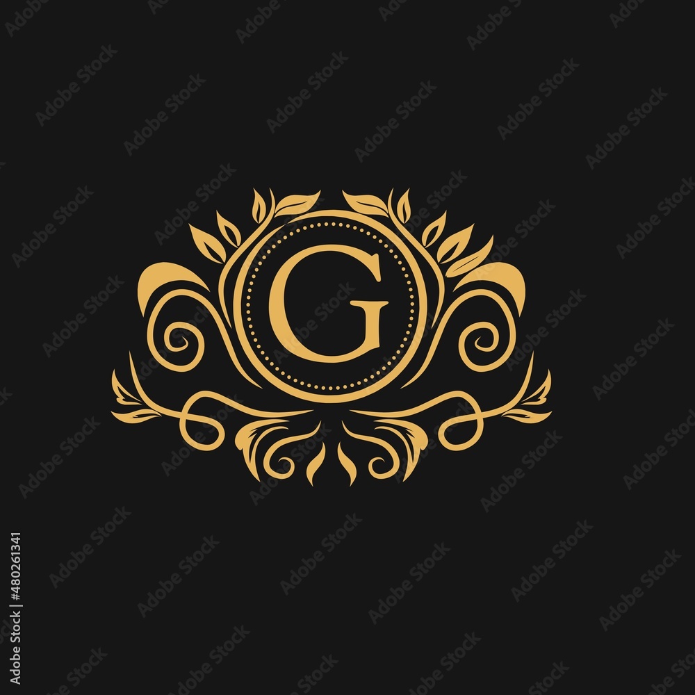 Fototapeta premium Vector logo luxury design template in trendy linear style. Luxury, hotel, fashion, beauty and jewelry emblem, sign, business symbol.