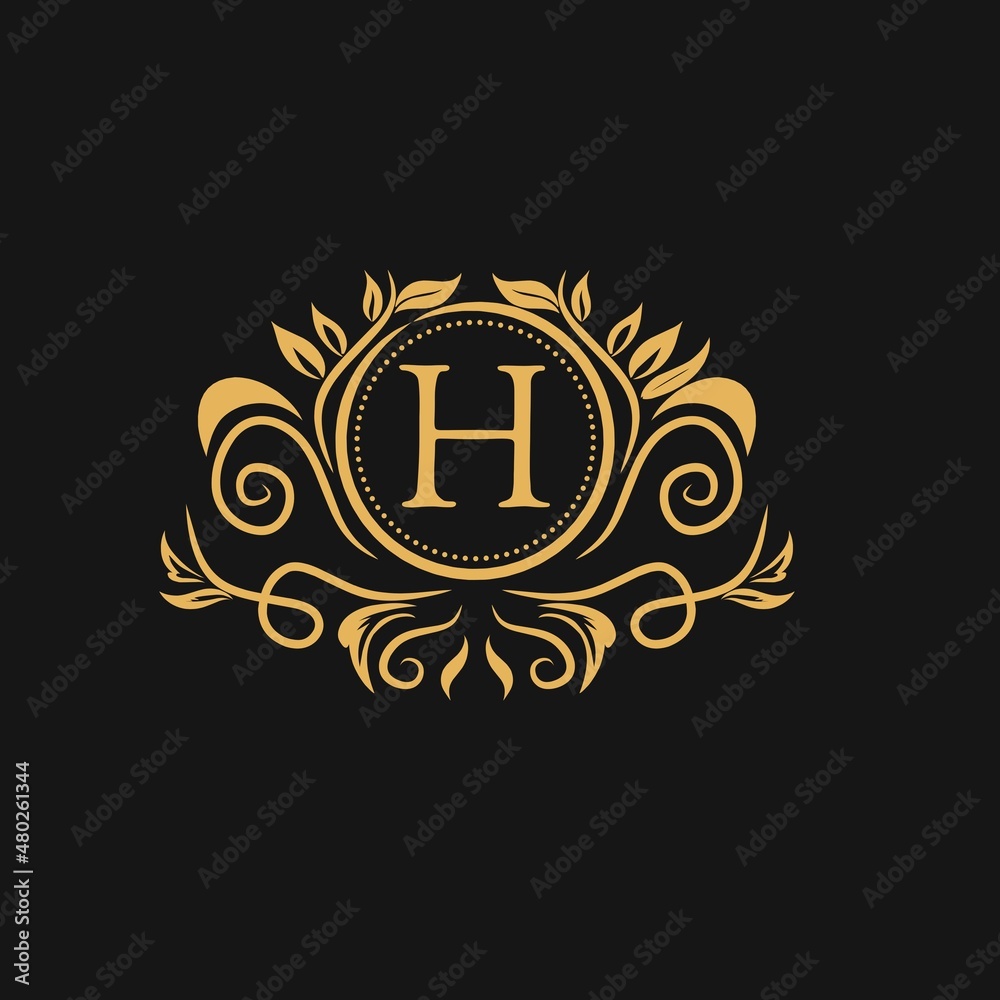 Naklejka premium Vector logo luxury design template in trendy linear style. Luxury, hotel, fashion, beauty and jewelry emblem, sign, business symbol.