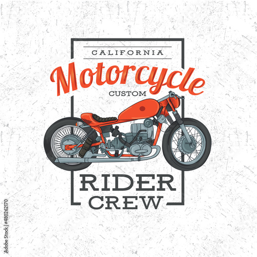 motorcycle design vector illustration art of stylish lettering motorcycle design. Graphics for t-shirt vintage design, bike club. Vector print on clothes. 