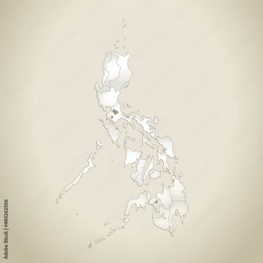 Obraz premium Philippines map, administrative division, old paper background, blank