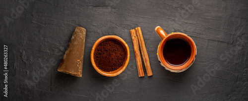 Canvas Mexican pot coffee with cinnamon and piloncillo