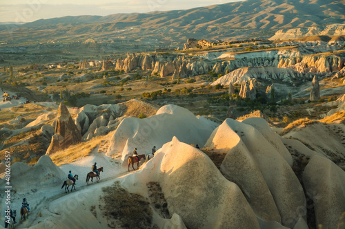 Horseback riding through the national Park in Cappadocia, Turkey
