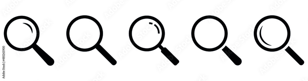 Magnifying glass icons collection. Search line icon. Vector illustration isolated on a white background. Editable Stroke
