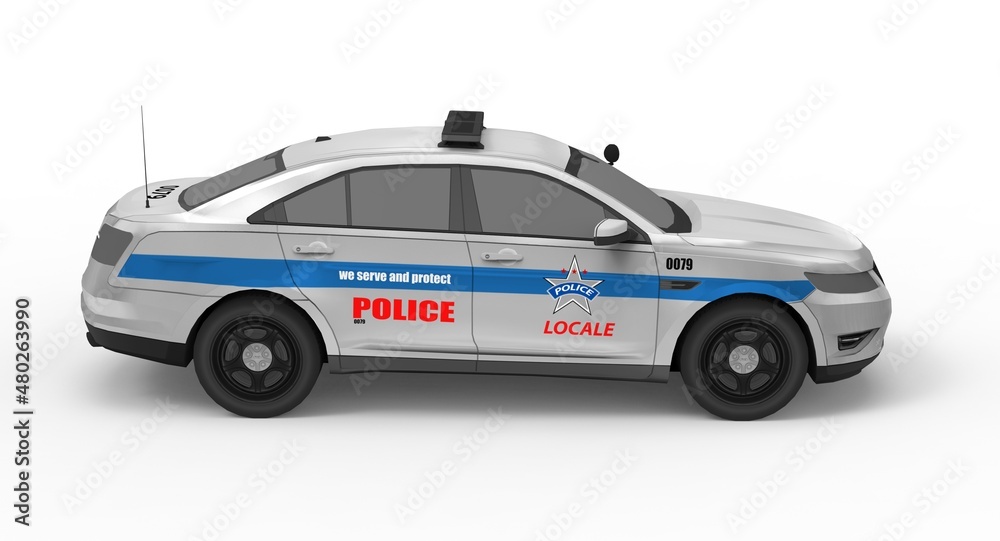 3d illustration of the police car
