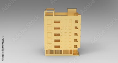 3d illustration of the golden many story house

