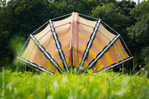 Photography abandoned old carousel in old amusement park in berlin spreepark lost place