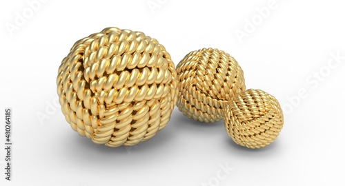 3d illustration of the golden cloth ball 
