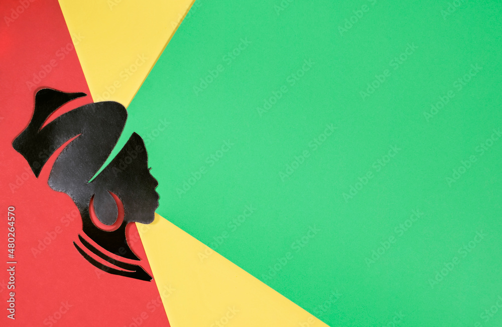 colorful background in yellow, red and green for black history month - obrazy, fototapety, plakaty 