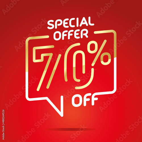 70   off sale special offer isolated gold white red modern line design sticker label icon