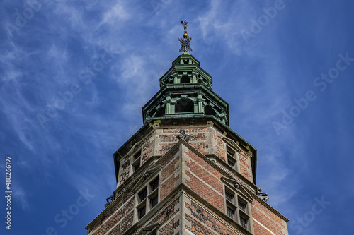 Architectural details of Medieval Rosenborg Castle. Rosenborg Castle built by one of the most famous Scandinavian kings Christian IV, in the early 17th century. Copenhagen, Zealand, Denmark.