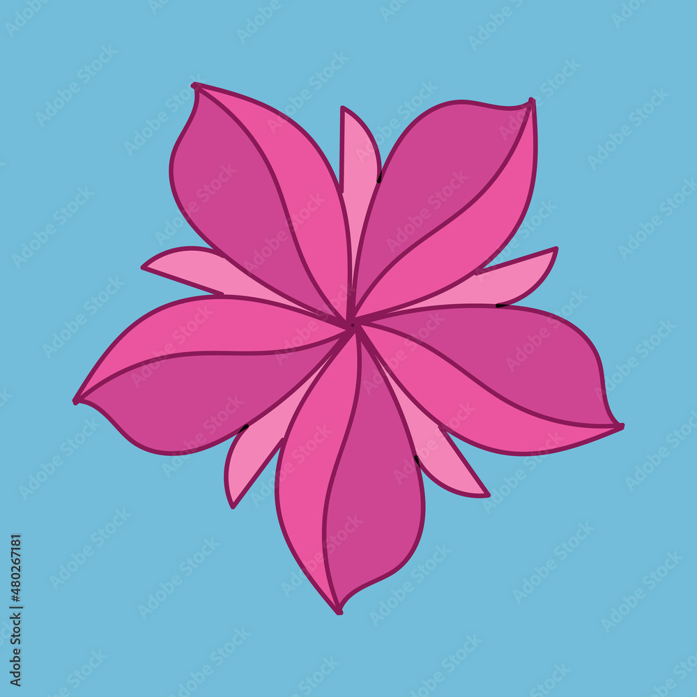 Red-pink flower in abstract style on beige background Red-pink flower in abstract style on beige background