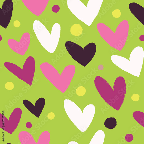 Seamless heart background in pretty colors. Great for Baby, Valentine's Day, Mother's Day, wedding, scrapbook, surface textures.