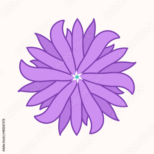 Purple flower in abstract style on beige background