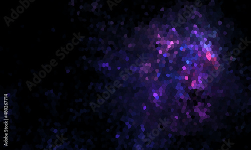 Artistic creative blue purple violet 3d mosaic of pentagons creating galactic cluster or cosmic nebula of abstract geometric particles. Great as wallpaper, cover print for electronics, interior poster © visualimpression