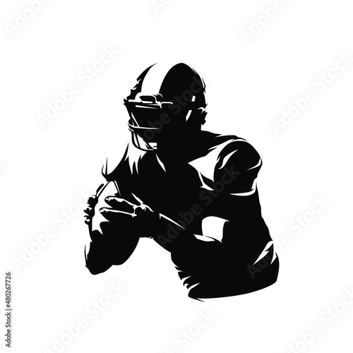 Football player, isolated vector silhouette, ink football logo