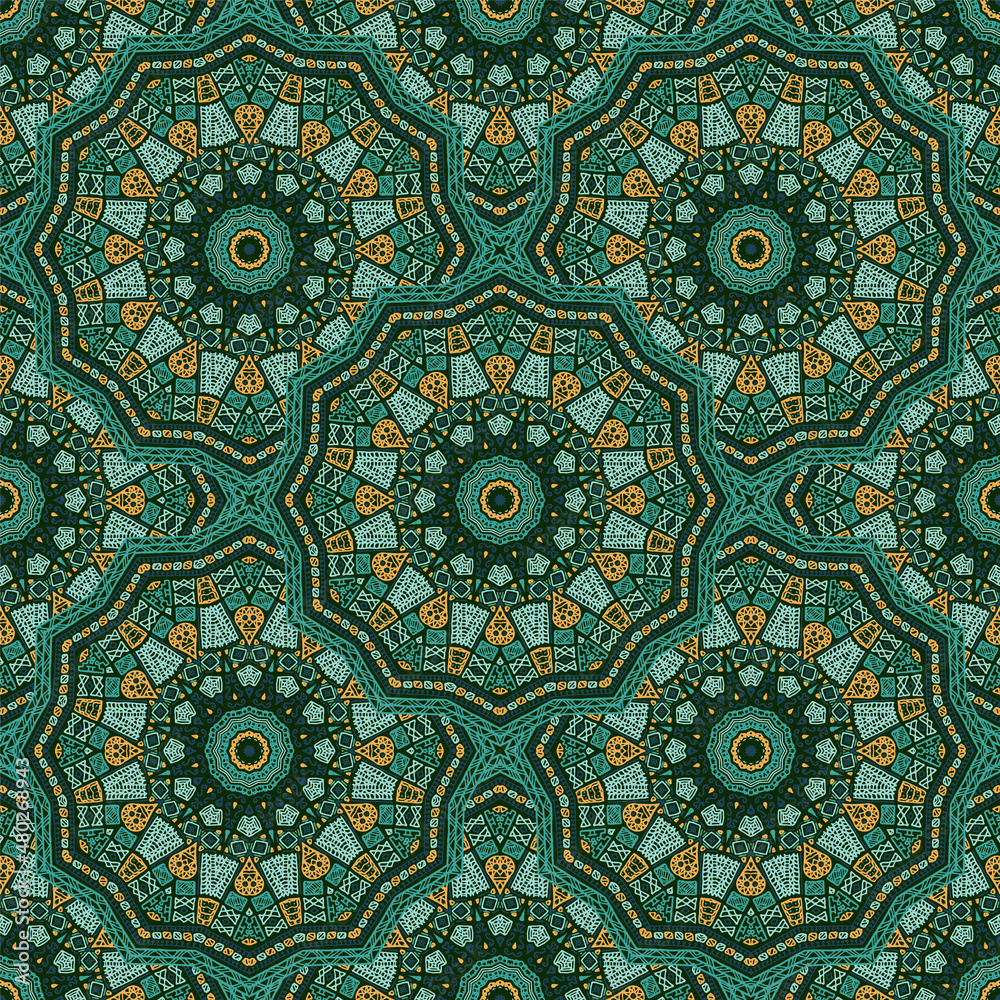 Round medallion vector seamless pattern. Round medallion vector seamless pattern.
