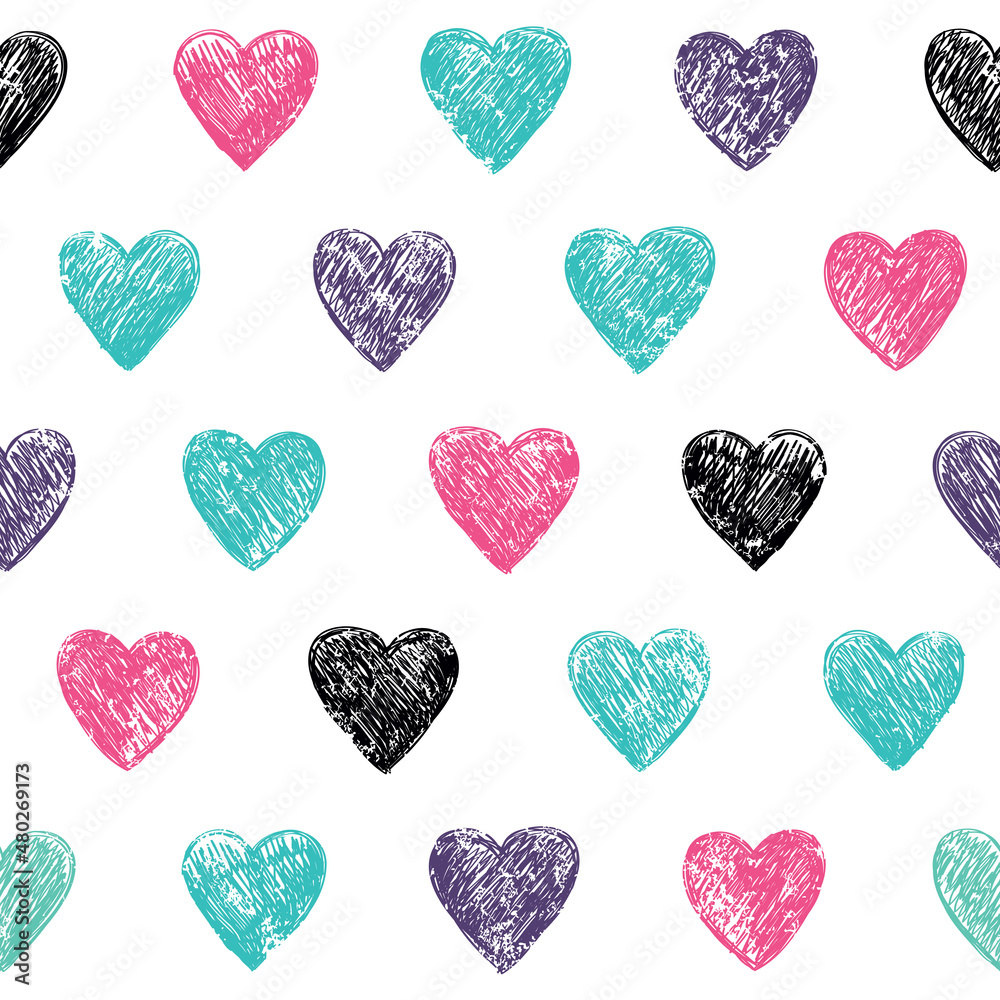 Seamless trendy background with hearts.