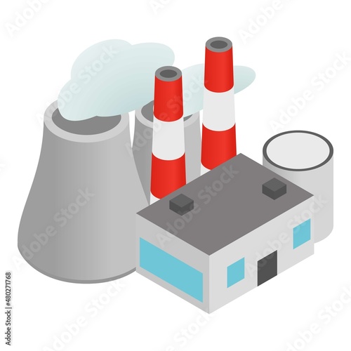 Coal plant icon isometric vector. Modern coal factory, industrial building icon. Powerstation, heavy industry, generating electricity