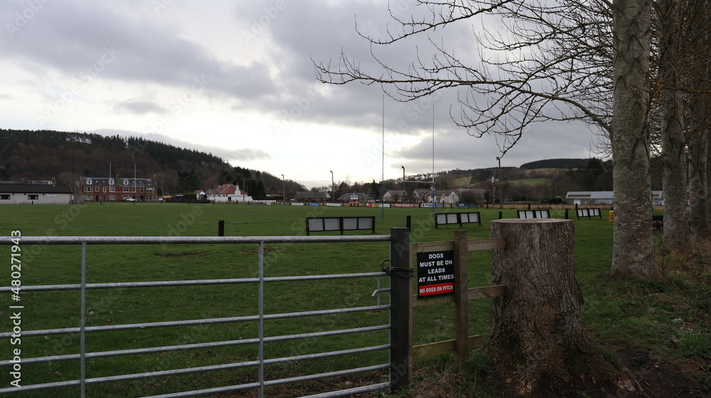 Fototapeta premium Small rugby club with pitch in a rural setting