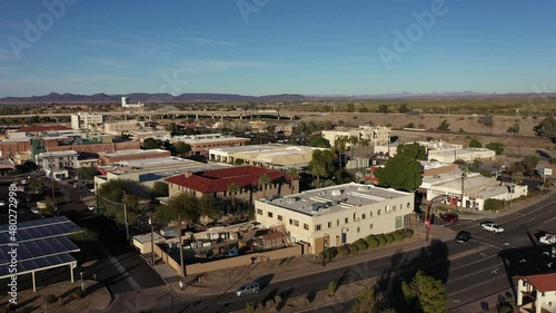 Sunset aerial view of the downtown cityscape of Yuma, Arizona, USA.