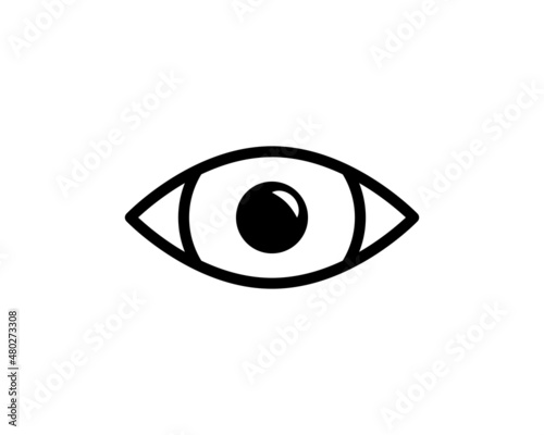 Eye icon thin line for web and mobile, modern minimalistic flat design. Vector dark grey icon on light grey background