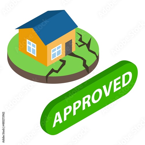Earthquake icon isometric vector. Residential house after an earthquake icon. Natural disaster, seismic phenomenon, damage