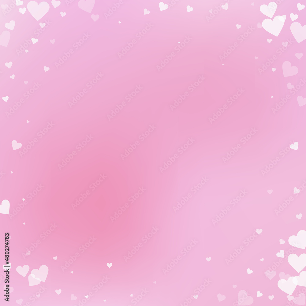 White heart love confettis. Valentine's day vignet