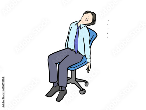 やる気なくしてぼんやりしているスーツ男性のイラスト