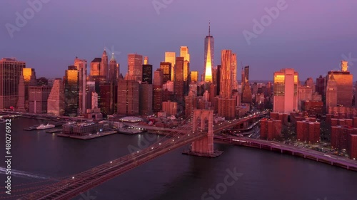 Wallpaper Mural Hyperlapse Downtown Manhattan at sunrise Torontodigital.ca
