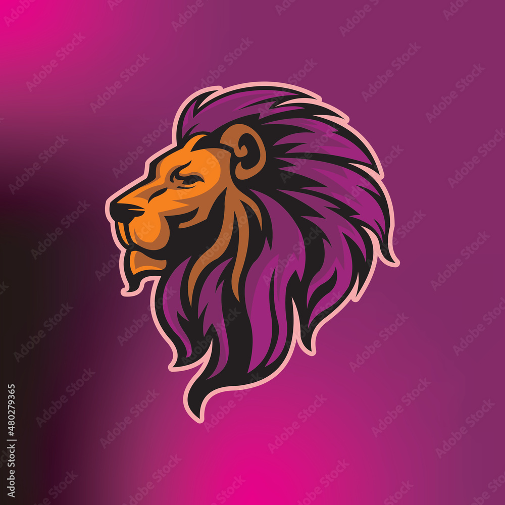 great lion face logo, the mascot of brave king lion vector illustrations