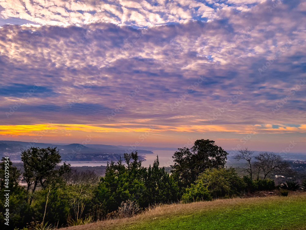 Obraz premium sunset over the river