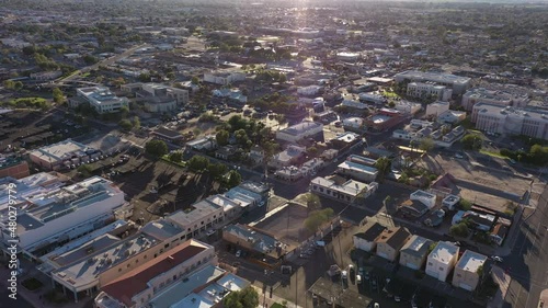 Sunset aerial view of the downtown cityscape of Yuma, Arizona, USA.