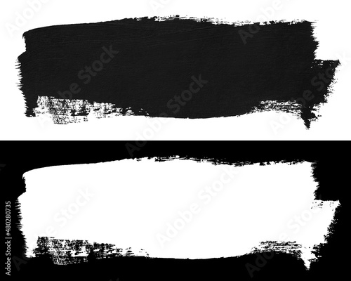 Stroke of black paint isolated on white background with clipping mask  alpha channel  for quick isolation. Easy to selection object.