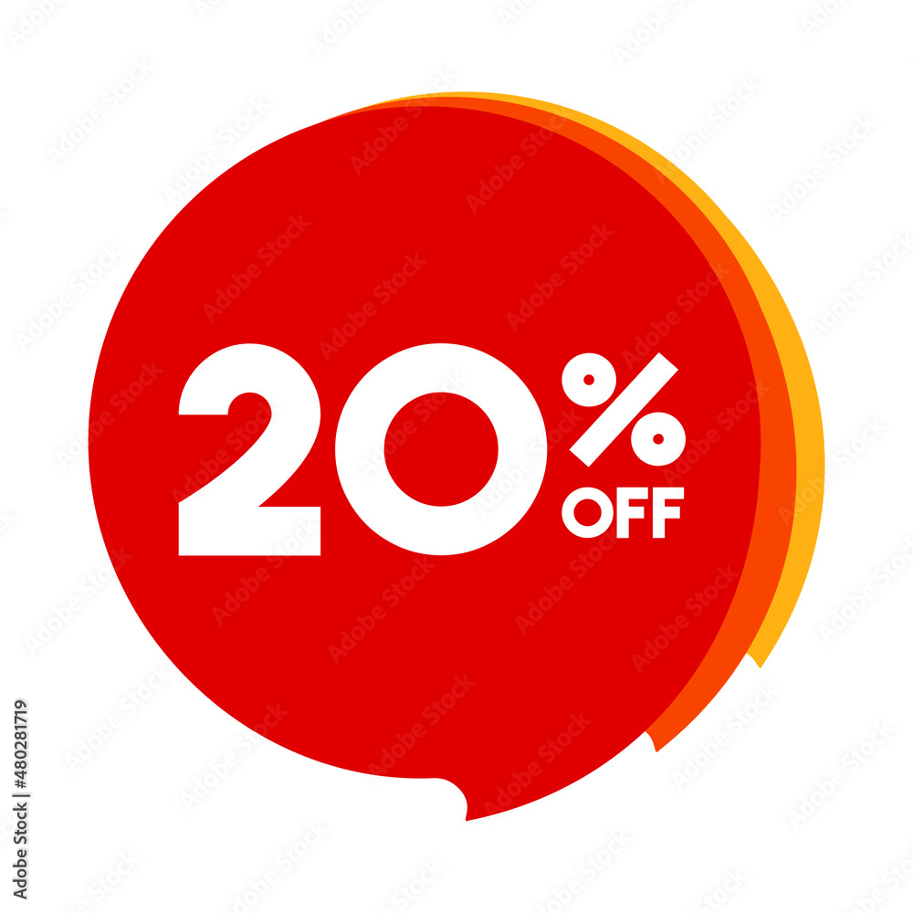 20 off sale red orange and yellow balloon on a white background 20 off sale red orange and yellow balloon on a white background