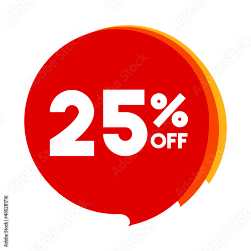 25 off sale red orange and yellow balloon on a white background