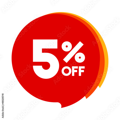 5 off sale red orange and yellow balloon on a white background