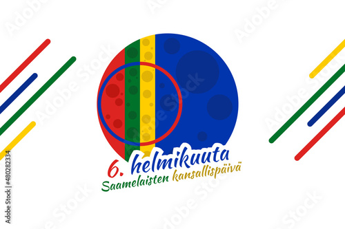 Translation: February 6, National Day of Sami. vector illustration. Suitable for greeting card, poster and banner.