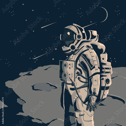 astronaut in sapce enviorment vector illustration
