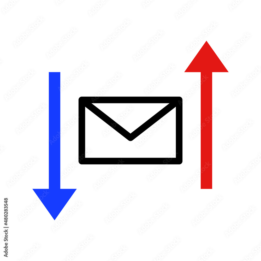 Mail icon and upload and download arrow icons. Vector. Mail icon and upload and download arrow icons. Vector.