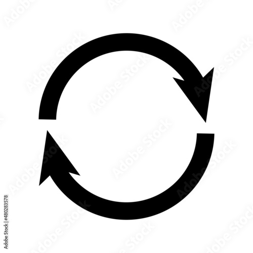 Rotating arrow icon. Silhouette of recycling symbol. Vector.