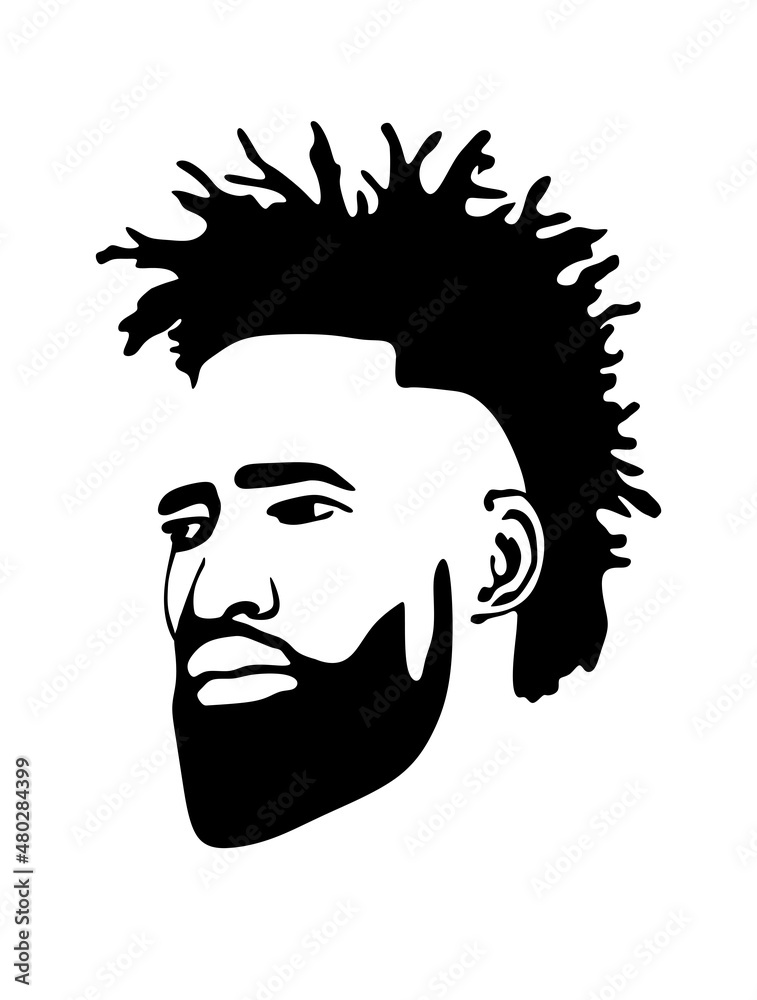 Black African African American male portrait profile face vector