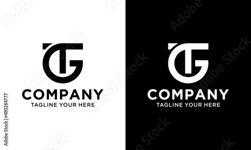 G T, T G logo type letter icon vector an initial monogram illustration. on a black and white background.