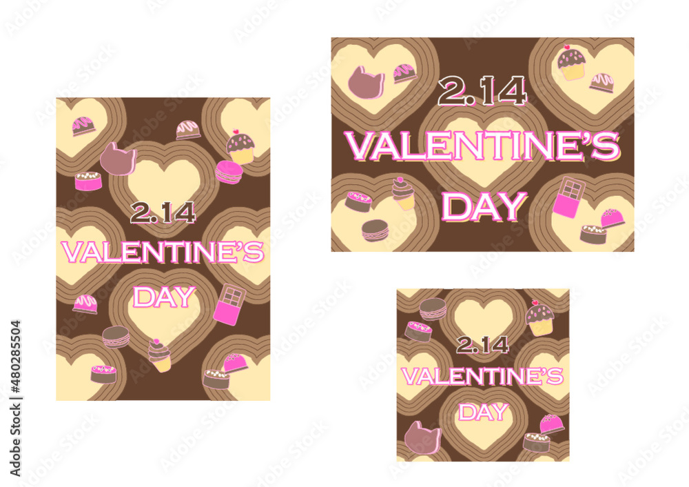 Obraz premium バレンタインポスター イラスト素材 Valentine illustration